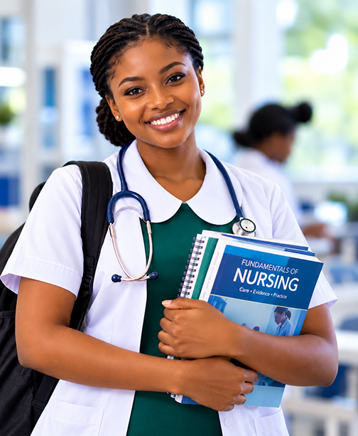 Nursing student receiving practical healthcare training